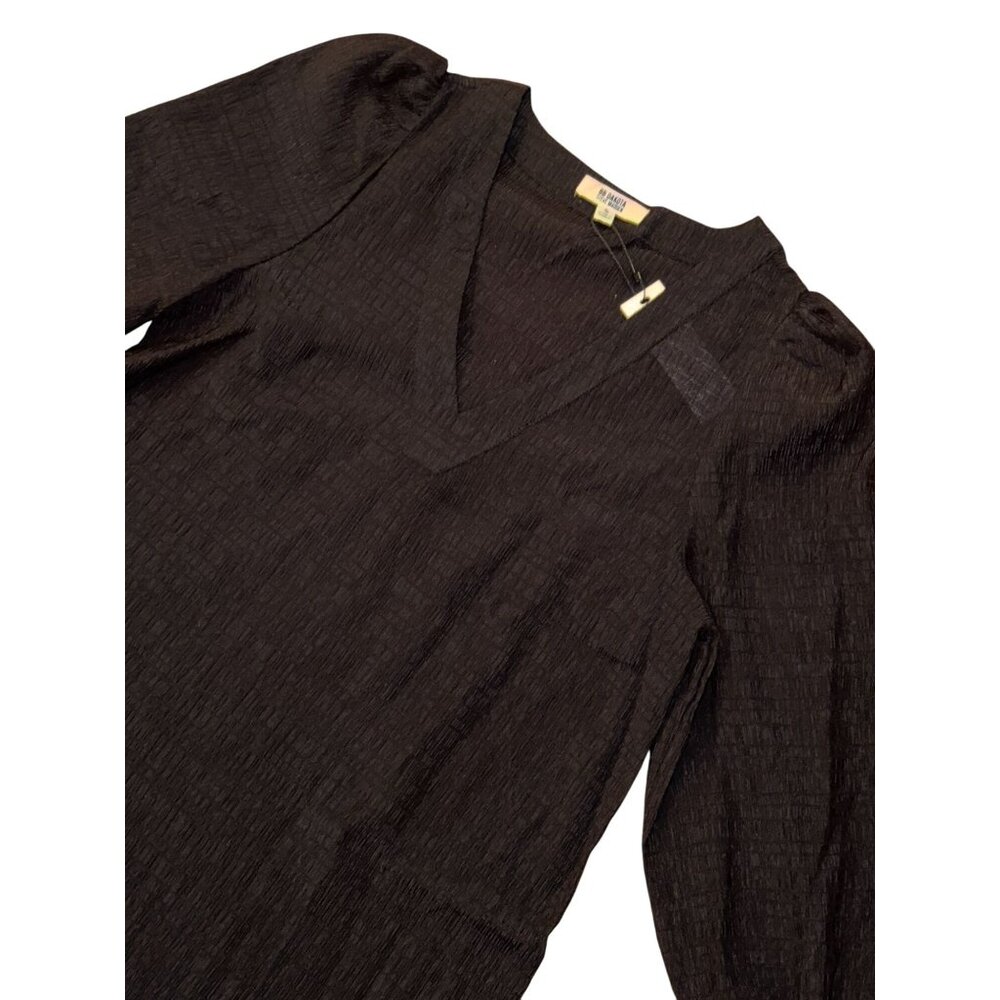 NWT BB Dakota X Steve Madden Ruston Long Sleeve V-Neck Shift Minidress Black S - Picture 3 of 8